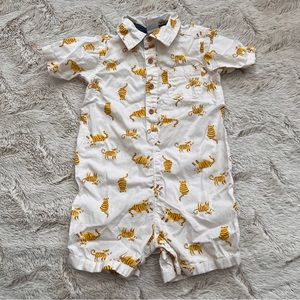 Joe Fresh Tiger Collar Button Romper Size 18-24 Months